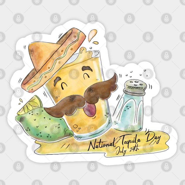 Watercolor National Tequila Day Sticker by HolidayBug